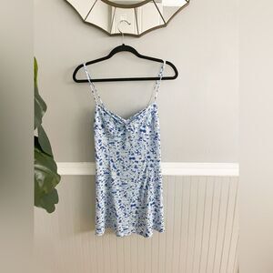 Women's Mango Blue Multi Color Floral Printed Mini Dress